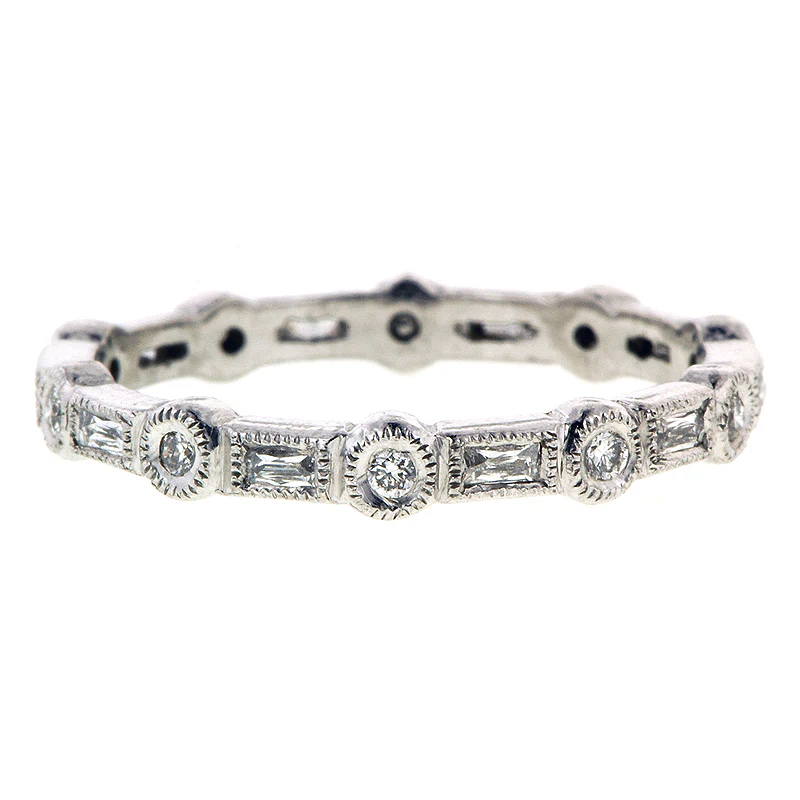 Round & French Cut Diamond Eternity Band Ring