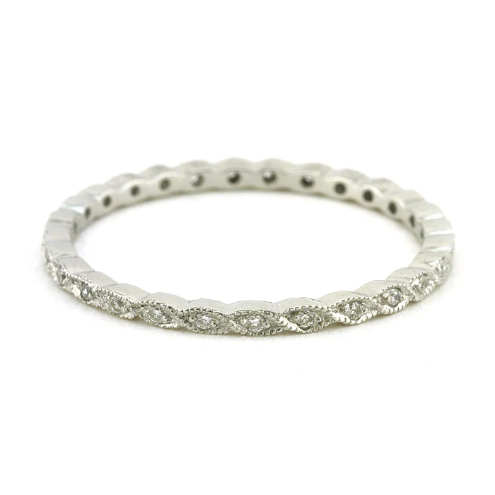 Crossover Twist Diamond Eternity Wedding Band Ring