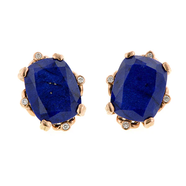 Cushion Lapis & Diamond Earrings- Heirloom by Doyle & Doyle