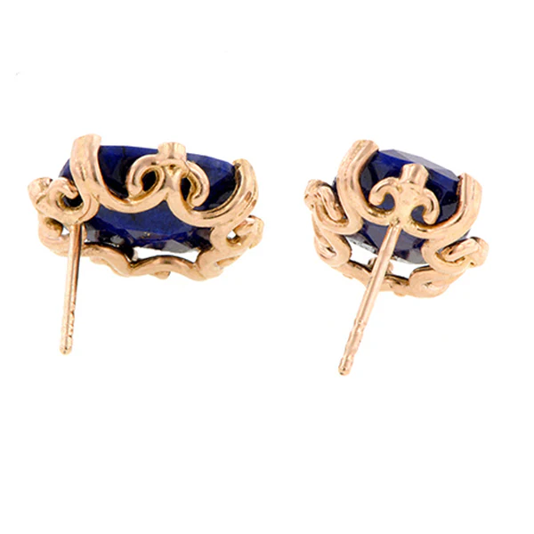 Cushion Lapis & Diamond Earrings- Heirloom by Doyle & Doyle - Image 2