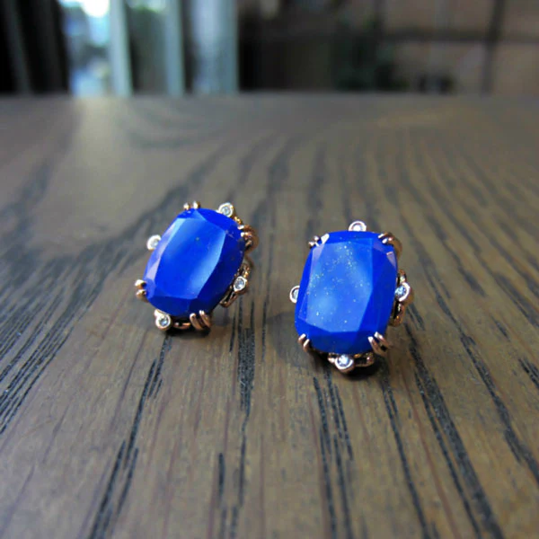 Cushion Lapis & Diamond Earrings- Heirloom by Doyle & Doyle - Image 3