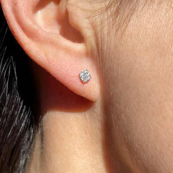 Diamond Cluster Stud Earrings - Image 2