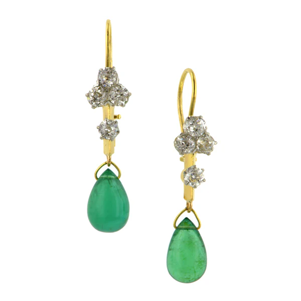 Diamond & Emerald Drop Earrings