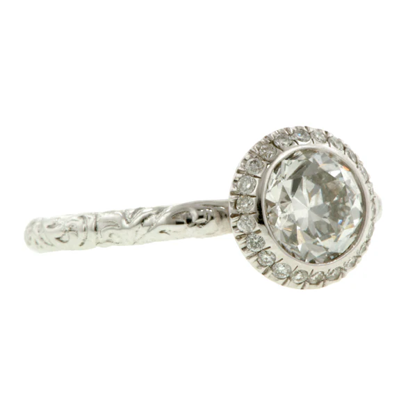Diamond Frame Engagement Ring, Old Euro 0.72ct- Heirloom by Doyle & Doyle - Image 2