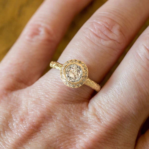 Diamond Frame Engagement Ring, Old Euro 0.75ct - Heirloom by Doyle & Doyle - Image 5