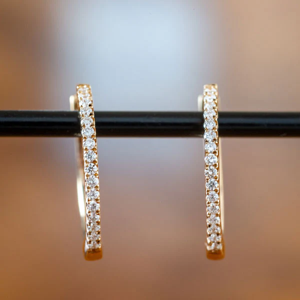 Diamond Huggie Hoop Earrings - Image 3