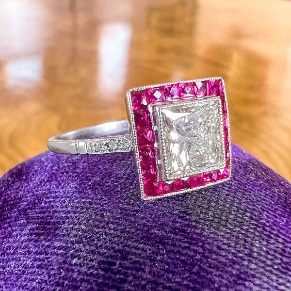 Diamond & Ruby Engagement Ring, Radiant 1.01ct. - Image 3