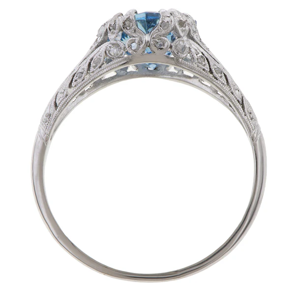 Edwardian Aquamarine Engagement Diamond Ring - Image 5