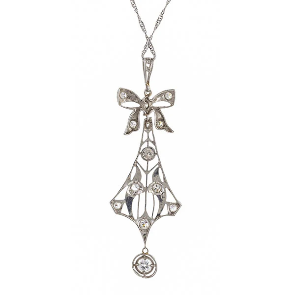Edwardian Diamond Lavalier Pendant - Image 2