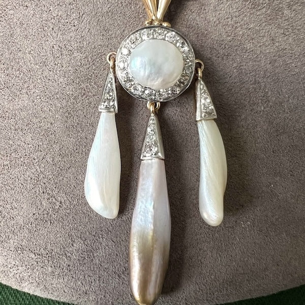 Edwardian Pearl & Diamond Pendant - Image 2