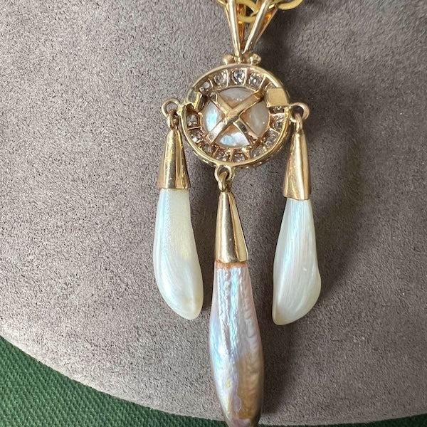 Edwardian Pearl & Diamond Pendant - Image 3