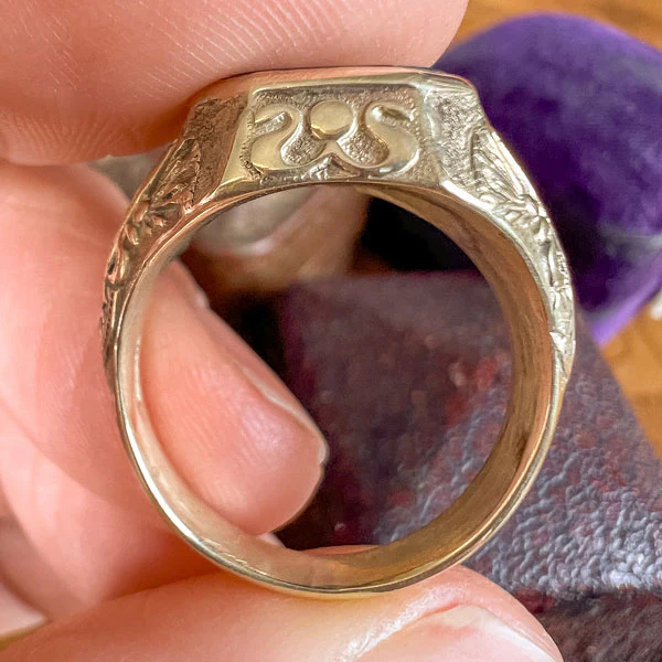 Art Deco Egyptian Revival Onyx Ring - Image 4
