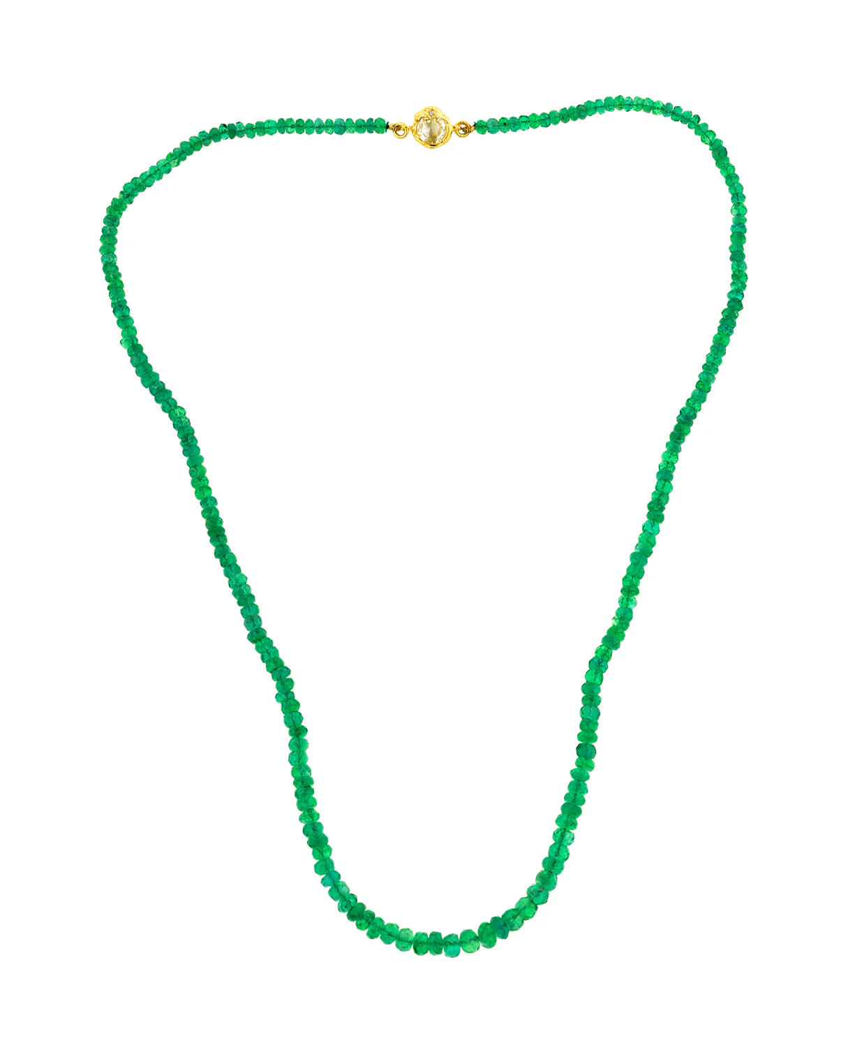 Emerald Bead Necklace with Diamond Snake Clasp