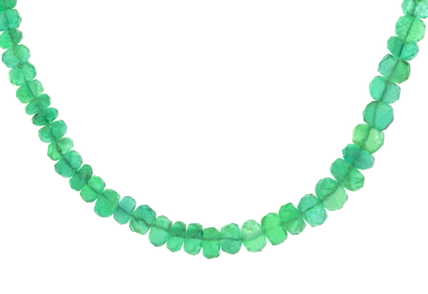 Emerald Bead Necklace with Diamond Snake Clasp - Image 2