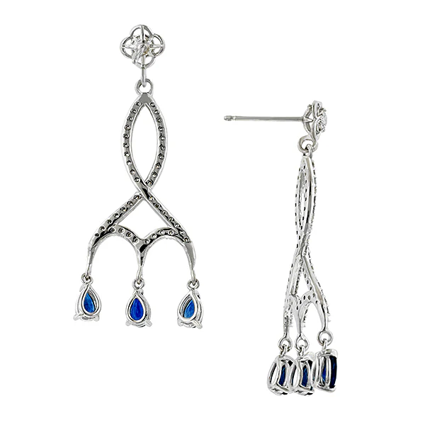 Entwined Diamond & Sapphire Girandole Drop Earrings- Heirloom by Doyle & Doyle - Image 2