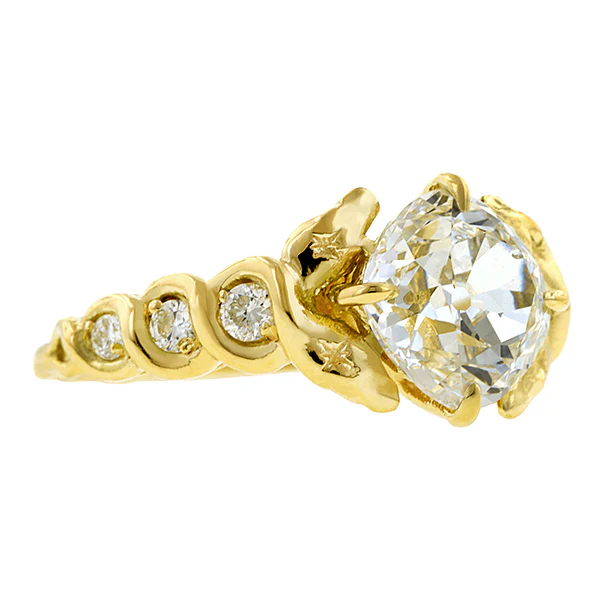 Entwined Snake Diamond Engagement Ring, Cushion 2.60ct. Heirloom by Doyle & Doyle - Image 2