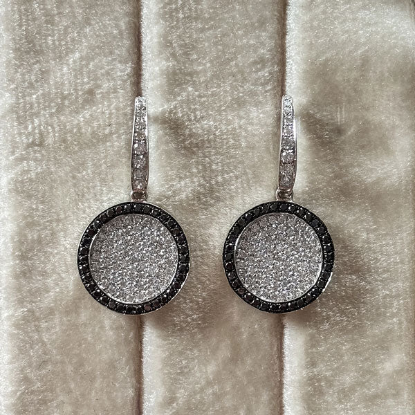 Estate Diamond & Black Diamond Drop Earrings - Image 2