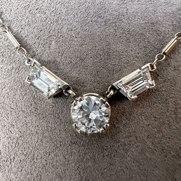 Estate Diamond Round & Trapezoid Necklace - Image 3