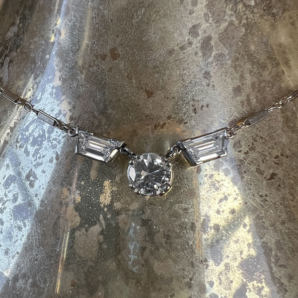 Estate Diamond Round & Trapezoid Necklace - Image 4