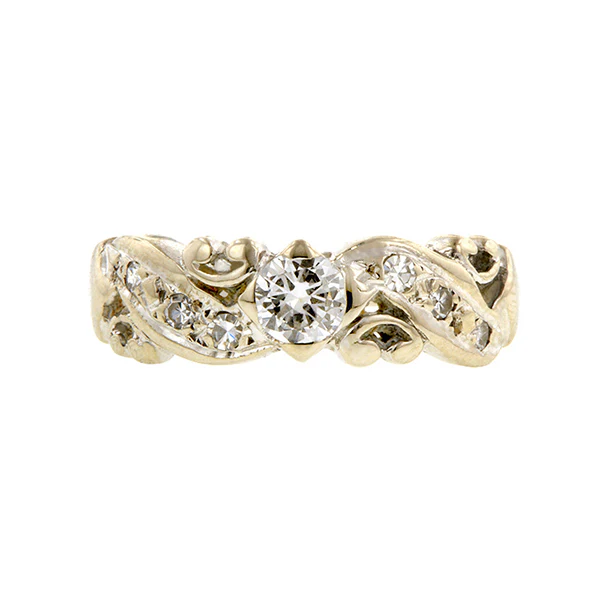 Estate Diamond Wedding Band Ring, Size 7.75
