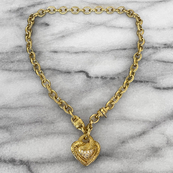 Estate Judith Ripka Diamond Heart Necklace - Image 3