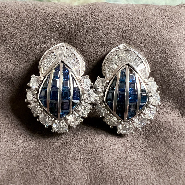 Estate Sapphire & Diamond Earrings - Image 2