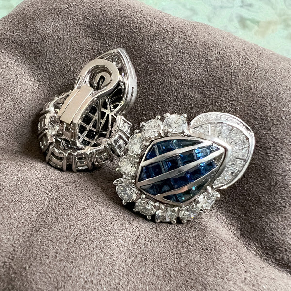 Estate Sapphire & Diamond Earrings - Image 3
