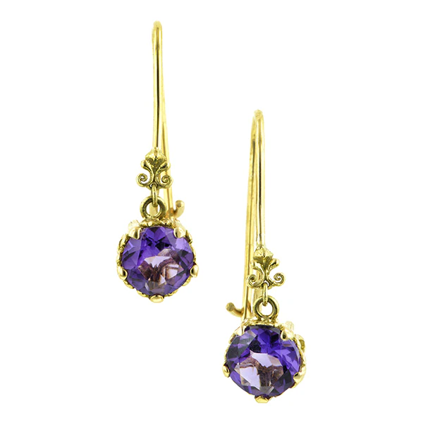 Fancy Basket Gemstone Drop Earrings 18k Gold- Heirloom by Doyle & Doyle - Image 3