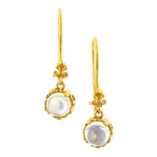 Fancy Basket Gemstone Drop Earrings 18k Gold- Heirloom by Doyle & Doyle - Image 5