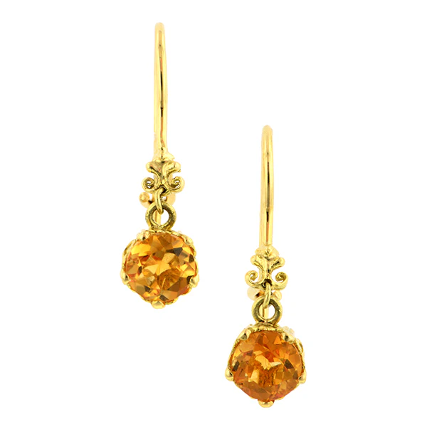 Fancy Basket Gemstone Drop Earrings 18k Gold- Heirloom by Doyle & Doyle - Image 7