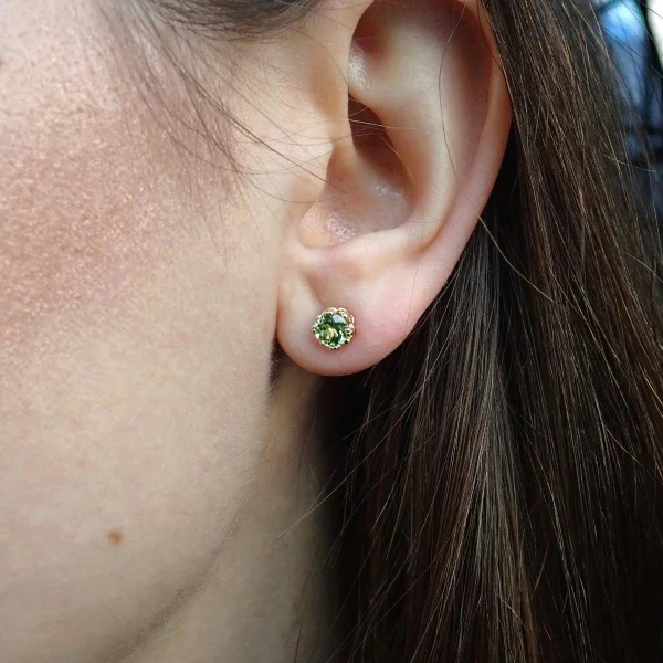 Fancy Basket Gemstone Stud Earring 18k- Heirloom by Doyle & Doyle - Image 16