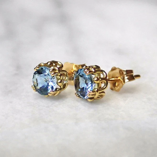 Fancy Basket Gemstone Stud Earring 18k- Heirloom by Doyle & Doyle - Image 5