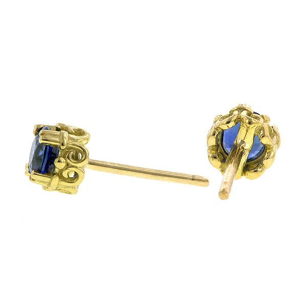 Fancy Basket Gemstone Stud Earrings 18k- Heirloom by Doyle & Doyle - Image 10
