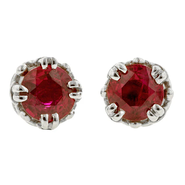 Fancy Basket Gemstone Stud Earrings 18k- Heirloom by Doyle & Doyle - Image 3