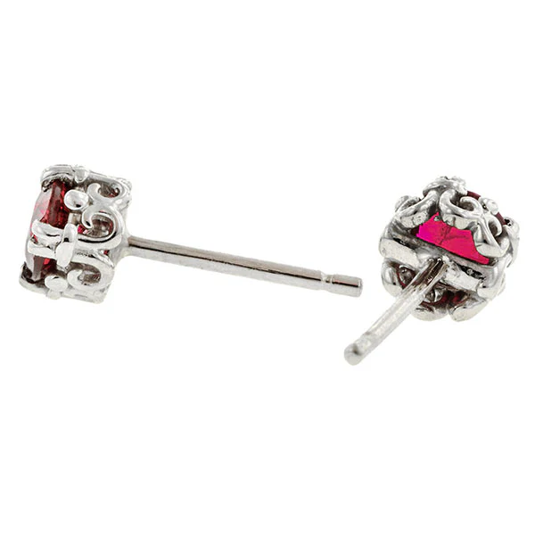 Fancy Basket Gemstone Stud Earrings 18k- Heirloom by Doyle & Doyle - Image 5