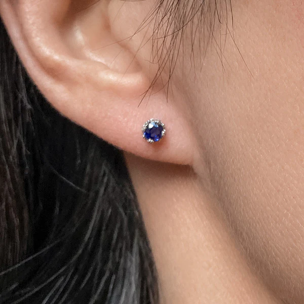 Fancy Basket Gemstone Stud Earrings 18k- Heirloom by Doyle & Doyle - Image 8