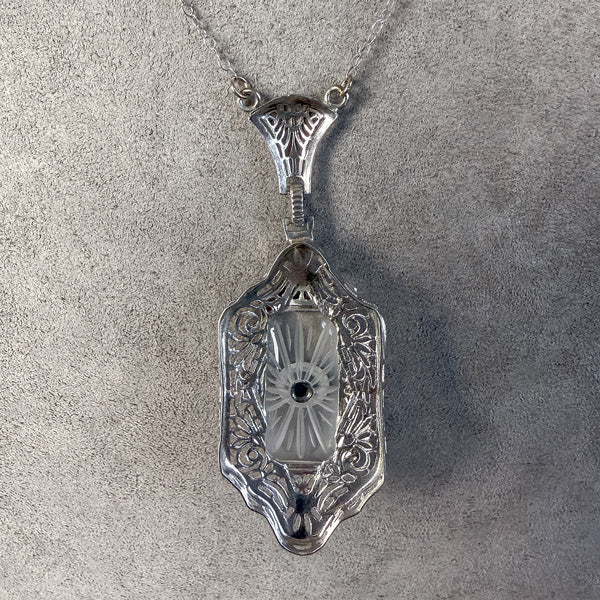Filigree Diamond Onyx & Rock Crystal Pendant - Image 3