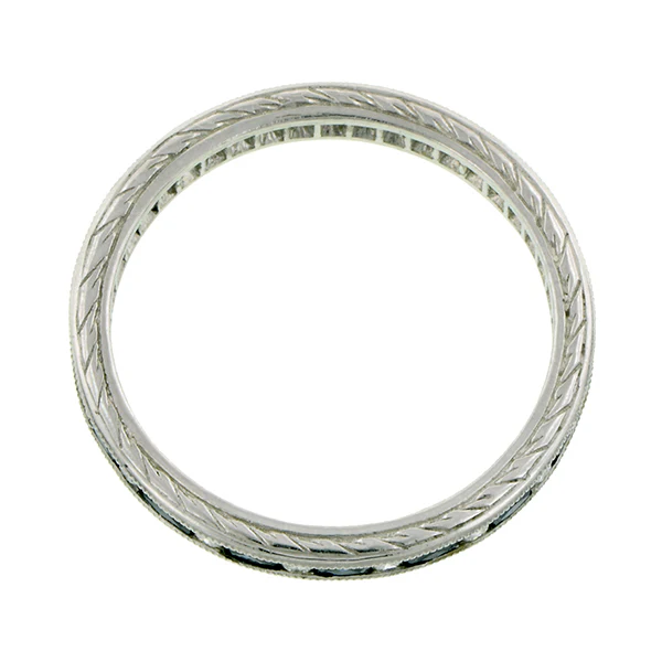 Baguette Sapphire & Round Diamond Eternity Wdding Band Ring - Image 3