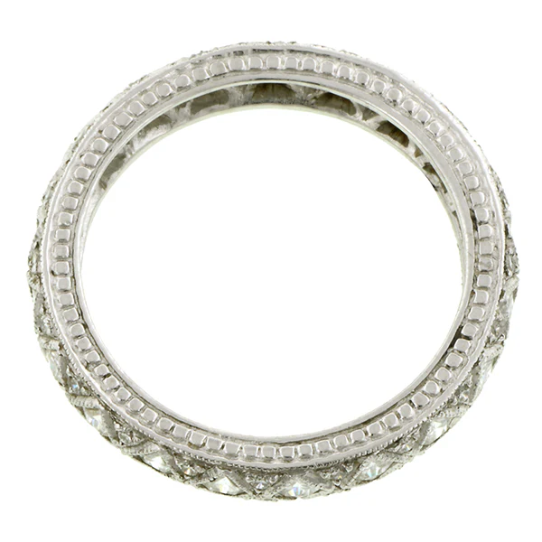 French Cut & Round Diamond Eternity Wedding Band Ring, Platinum - Image 2