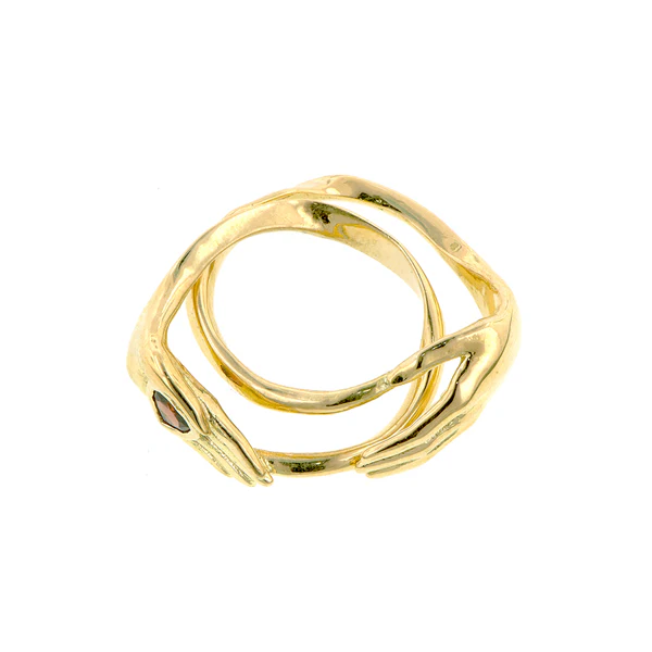 Garnet Heart Fede Gimmel Ring- Heirloom by Doyle & Doyle - Image 4