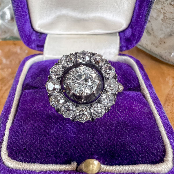 Georgian Diamond Cluster Ring. Old Euro 0.82ct.