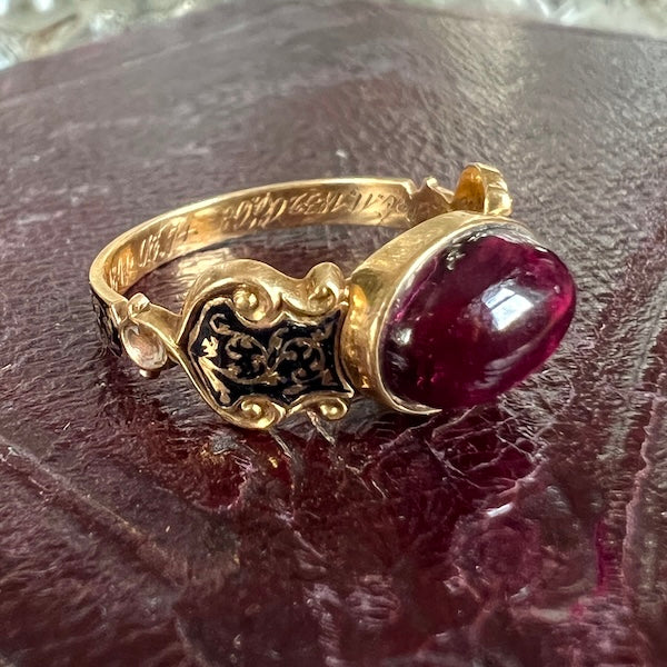 Georgian Garnet Mourning Ring - Image 2