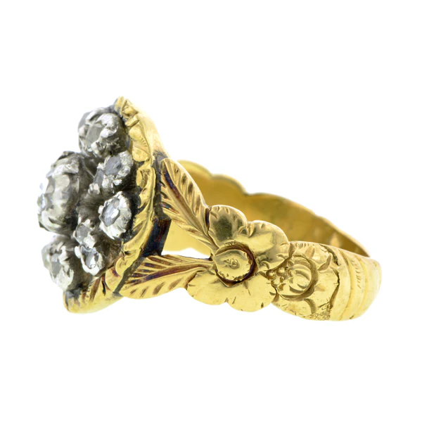Georgian Rose Cut Diamond Cluster Ring - Image 3