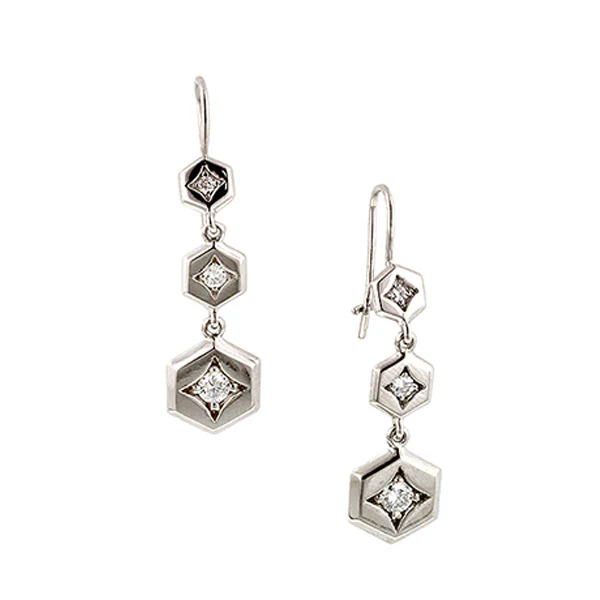 Graduated Hex Diamond Drop Earrings- Heirloom by Doyle & Doyle