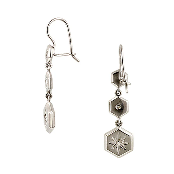 Graduated Hex Diamond Drop Earrings- Heirloom by Doyle & Doyle - Image 2