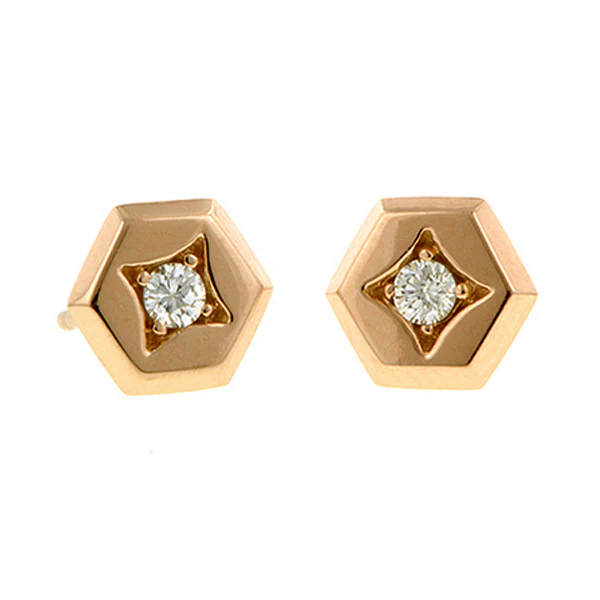 Hex Diamond Stud Earrings- Heirloom by Doyle & Doyle - Image 3
