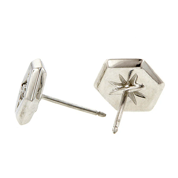 Hex Diamond Stud Earrings- Heirloom by Doyle & Doyle - Image 4