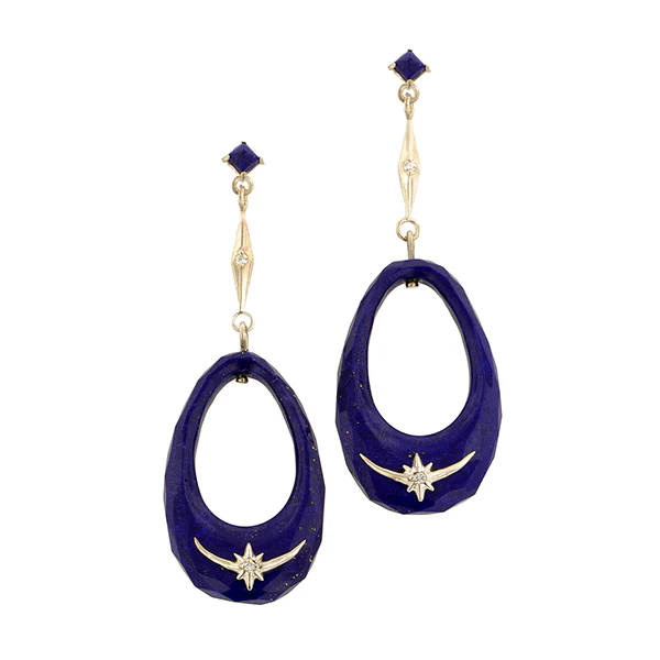 Lapis Hoop Drop Earrings- Heirloom by Doyle & Doyle