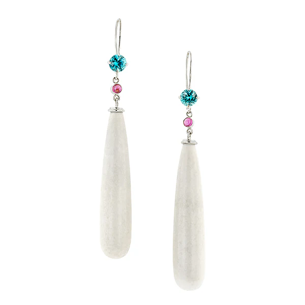 Marble, Zircon & Ruby Drop Earrings- Heirloom by Doyle & Doyle