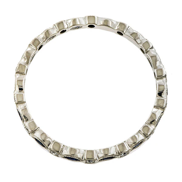 Marquise Sapphire & Diamond Wedding Band, Platinum - Image 3